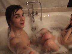 Sweet legal age teenager is satisfying stud with oral-sex during bathtime sex